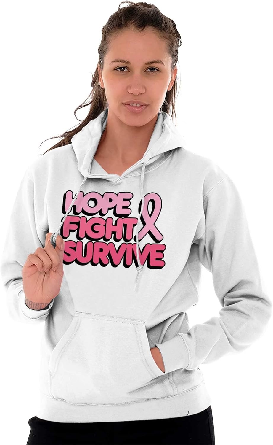 image:imageHope Fight Survive Breast Cancer Hoodie Sweatshirt WomenWhite