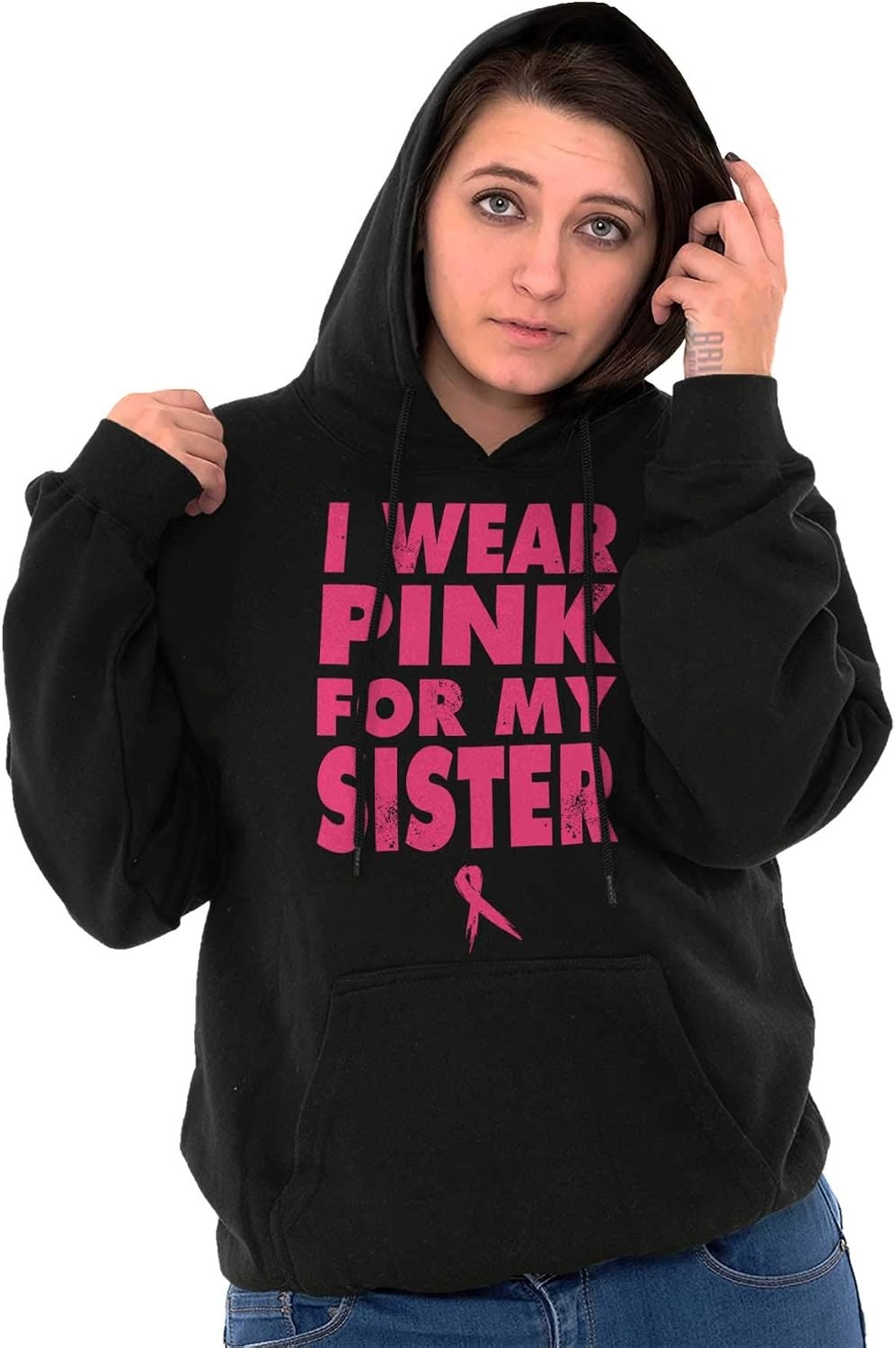 image:imageWear Pink For My Sister Breast Cancer Hoodie Sweatshirt Women MenBlack