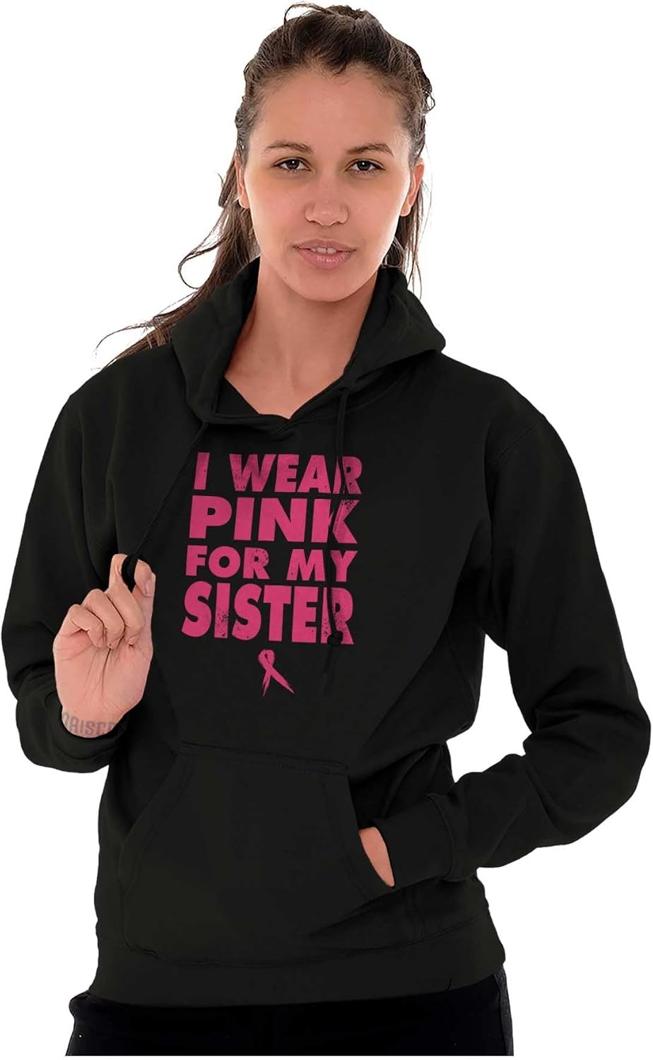 image:imageWear Pink For My Sister Breast Cancer Hoodie Sweatshirt Women MenBlack