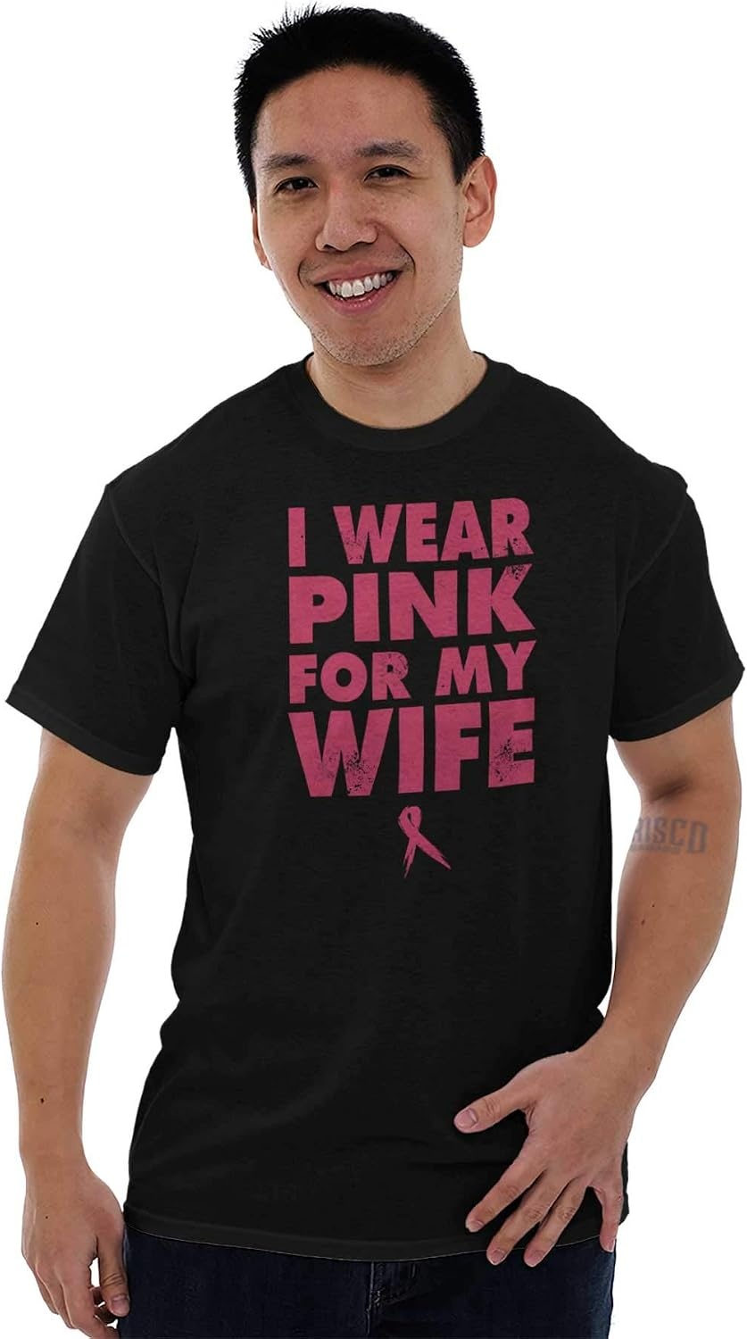 image:imageWear Pink for My Wife Breast Cancer Mens Graphic T Shirt TeesBlack