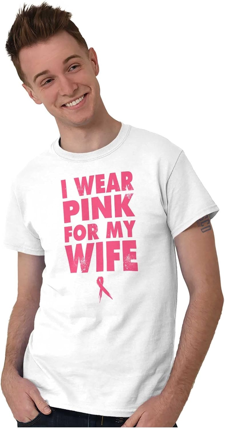 image:imageWear Pink for My Wife Breast Cancer Mens Graphic T Shirt TeesWhite