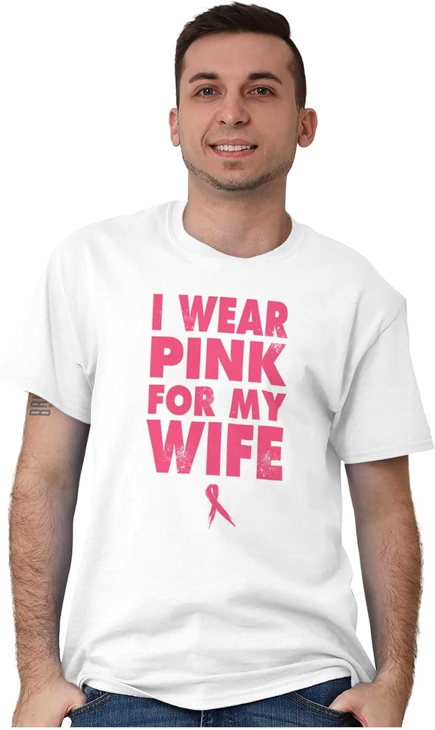 image:imageWear Pink for My Wife Breast Cancer Mens Graphic T Shirt TeesWhite