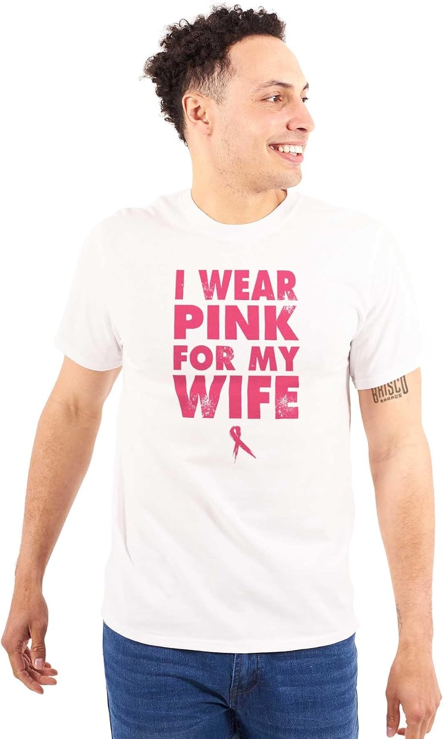 image:imageWear Pink for My Wife Breast Cancer Mens Graphic T Shirt TeesWhite
