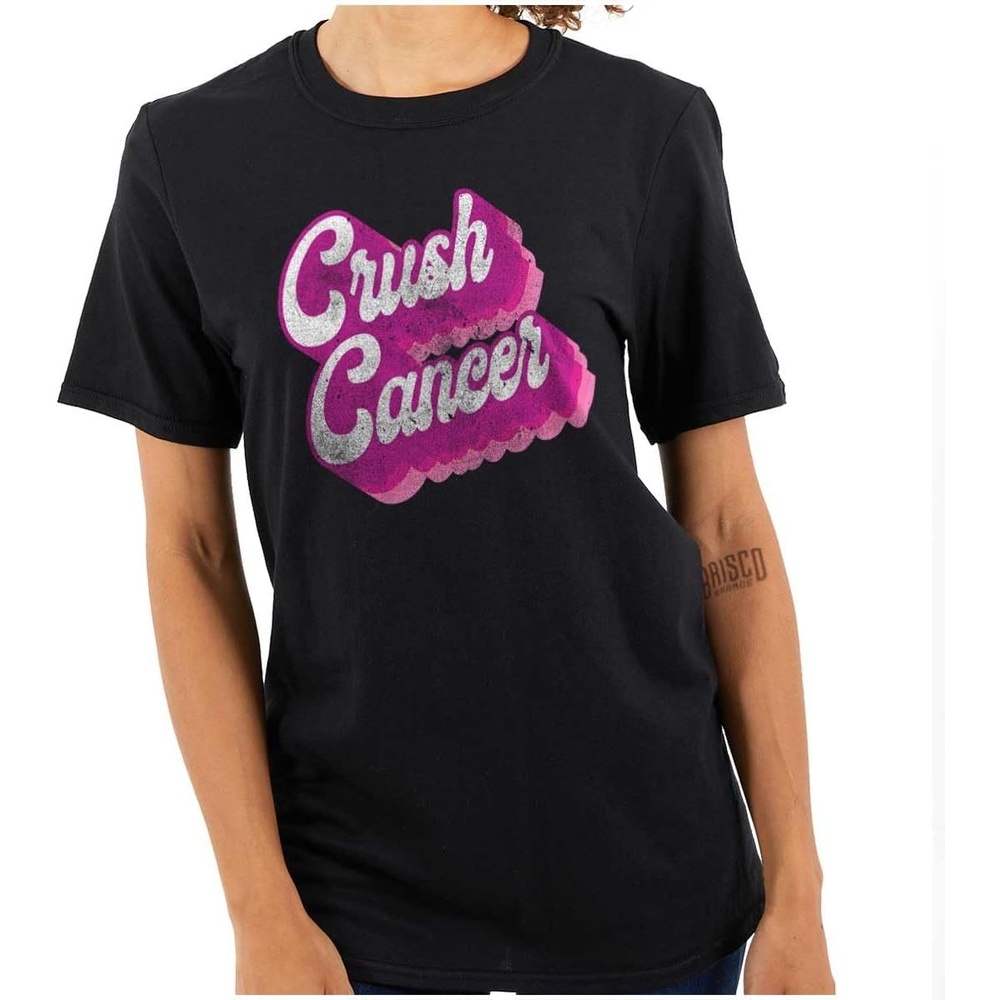 image:imageBreast Cancer Awareness Crush Cancer Womens Graphic T Shirt TeesBlack