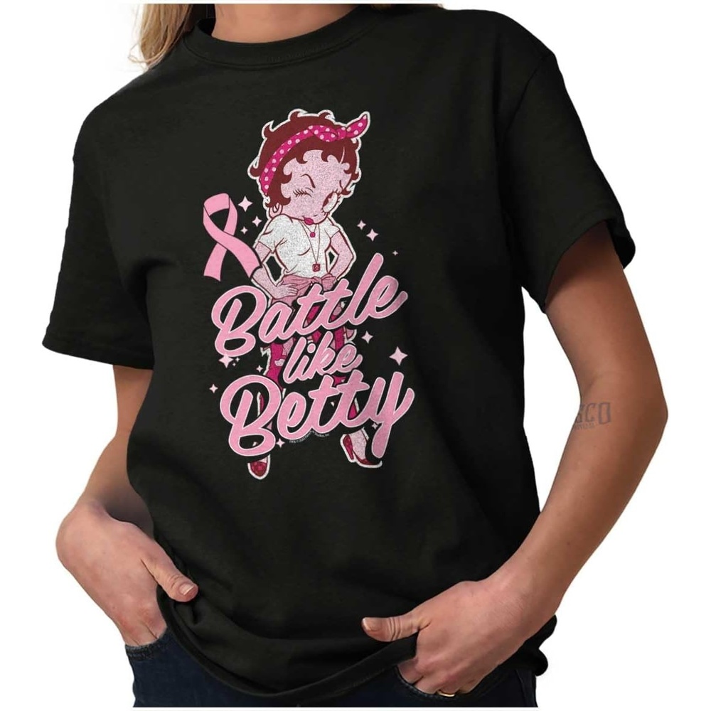 image:imageBreast Cancer Battle Like Betty Boop Womens Graphic T Shirt TeesBlack