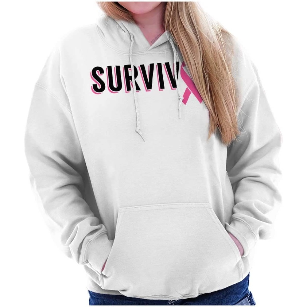 image:imageBreast Cancer Survivor Pink Ribbon Hoodie Sweatshirt WomenWhite