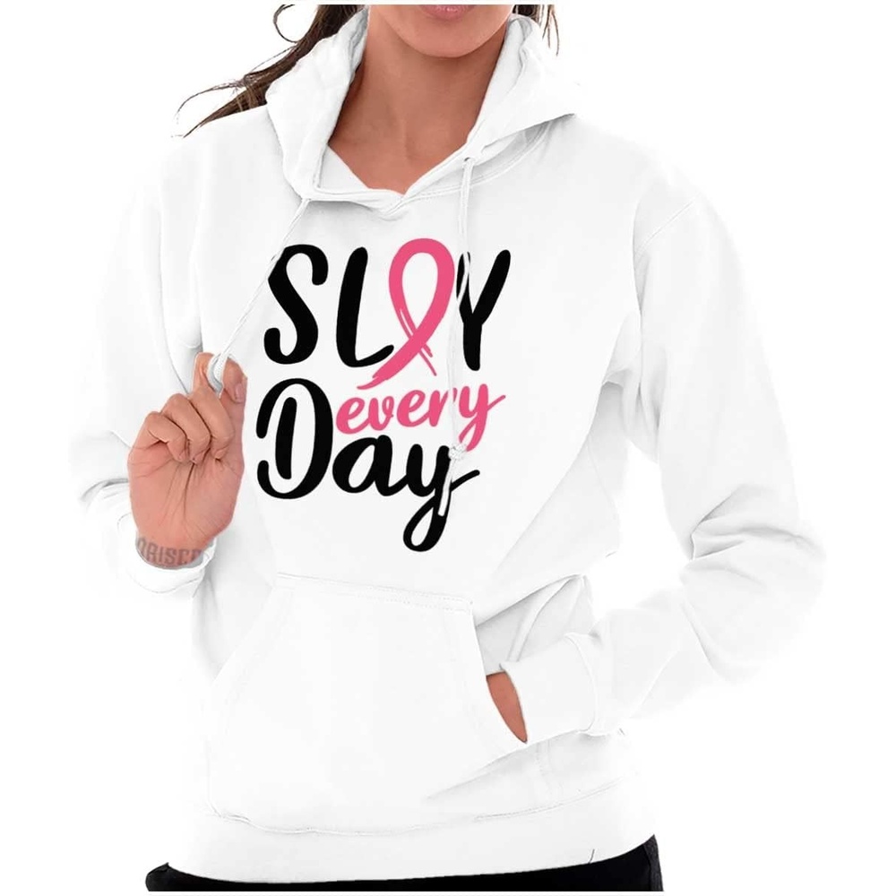 image:imageBreast Cancer Survivor Slay Every Day Hoodie Sweatshirt WomenWhite