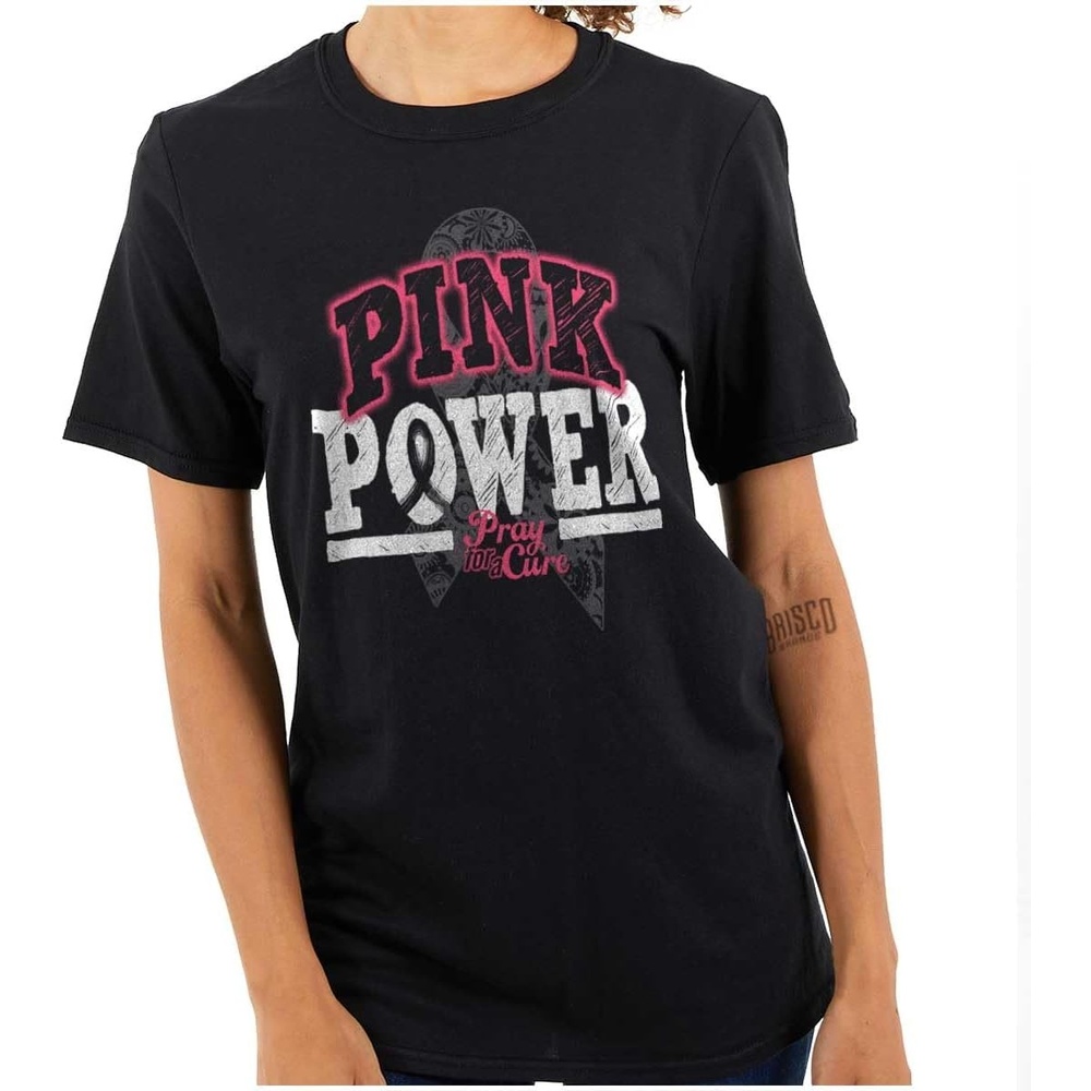 image:imageClassic Teaze Pink Power Breast Cancer Awareness Womens Graphic T Shirt TeesBlack