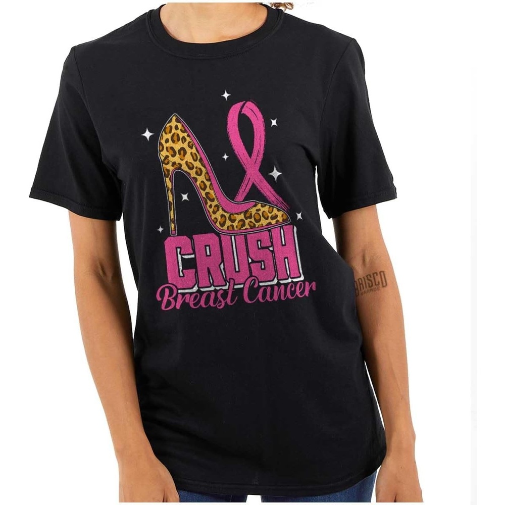image:imageCrush Breast Cancer Cheetah Stiletto Womens Graphic T Shirt TeesBlack