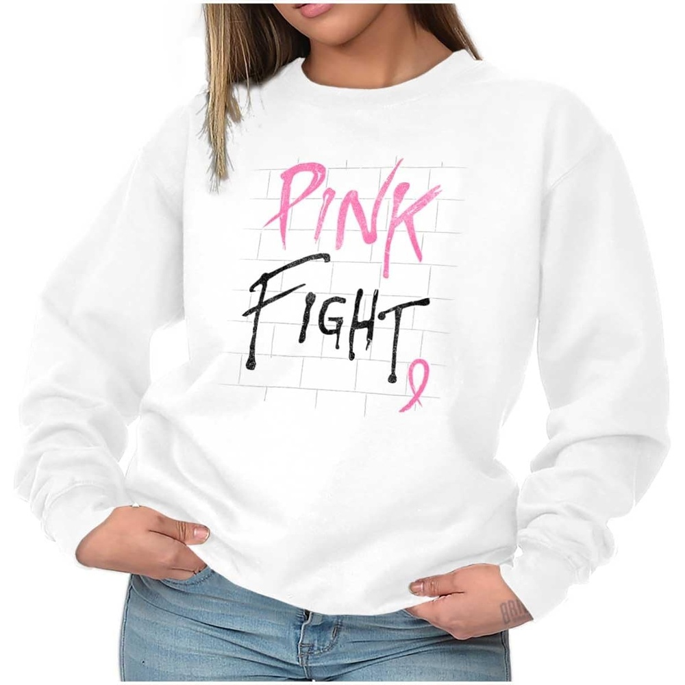 image:imagePink Fight Breast Cancer Awareness Women Crewneck SweatshirtWhite