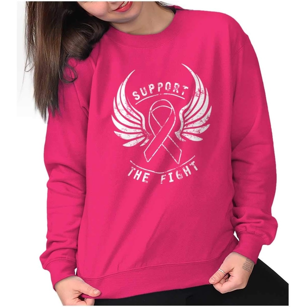 image:imageSupport The Fight Breast Cancer Pink Women Crewneck Sweatshirt