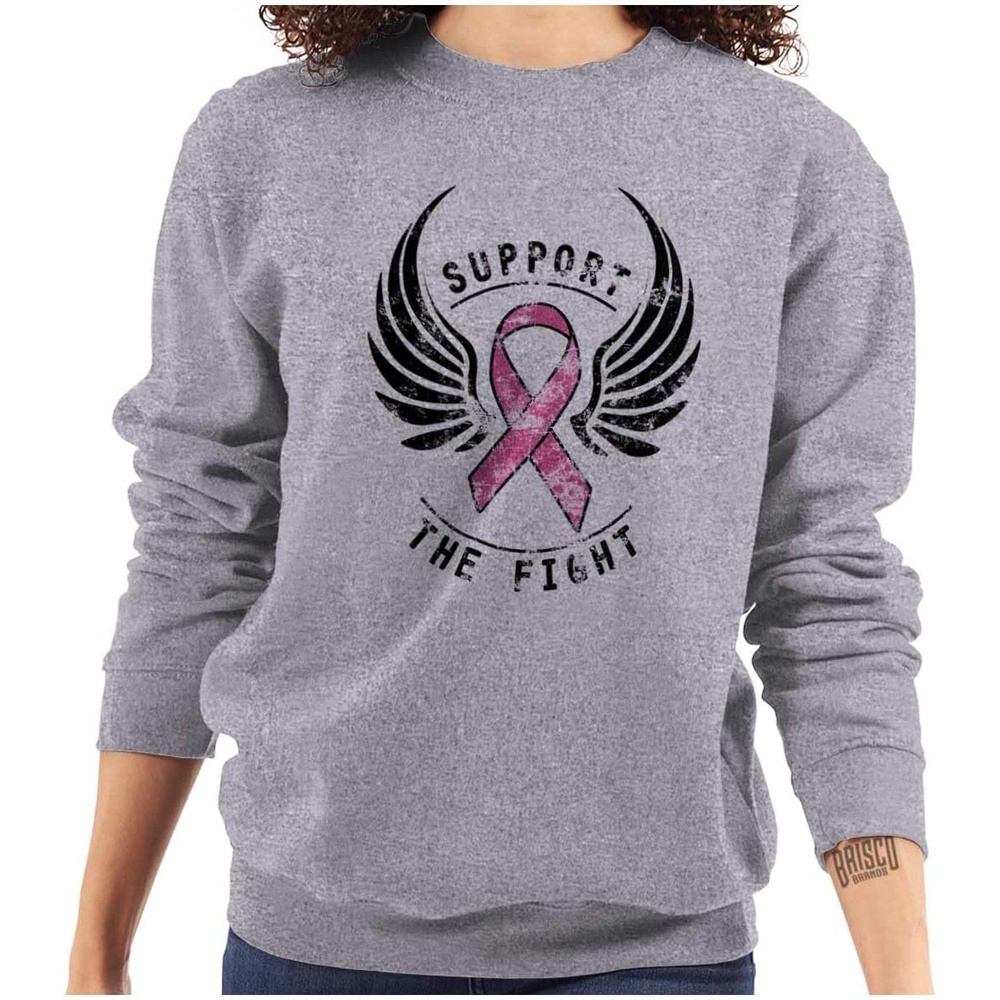 image:imageSupport The Fight Breast Cancer Pink Women Crewneck SweatshirtSport Grey