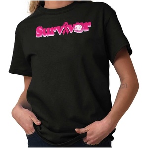 Betty Boop Breast Cancer Survivor Womens Graphic T Shirt Tees(Black)