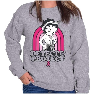 Betty Detect Protect Breast Cancer Women Crewneck Sweatshirt(Sport Grey)