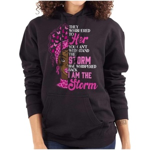 Black Breast Cancer I Am The Storm Hoodie Sweatshirt Women(Black)