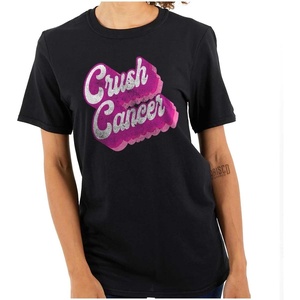 Breast Cancer Awareness Crush Cancer Womens Graphic T Shirt Tees(Black)