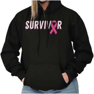 Breast Cancer Survivor Pink Ribbon Hoodie Sweatshirt Women(Black)