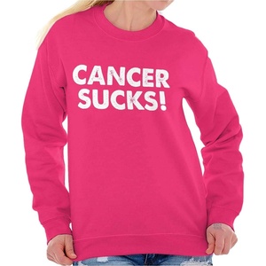 Cancer Sucks Breast Awareness Quote Women Crewneck Sweatshirt Heliconia