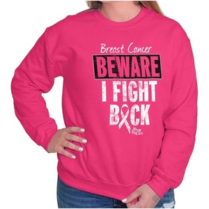Classic Teaze Beware Fight Back Breast Cancer Pink Women Crewneck Sweatshirt