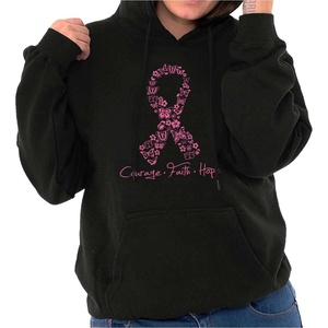 Classic Teaze Courage Faith Hope Breast Cancer Hoodie Sweatshirt Women(Black)