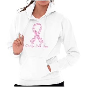 Classic Teaze Courage Faith Hope Breast Cancer Hoodie Sweatshirt Women(White)