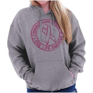 Classic Teaze Courage Strength Love Life Support Hoodie Sweatshirt Women(Sport Grey)