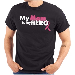 Classic Teaze My Mom My Hero Breast Cancer Ribbon Womens Graphic T Shirt Tees(Black)
