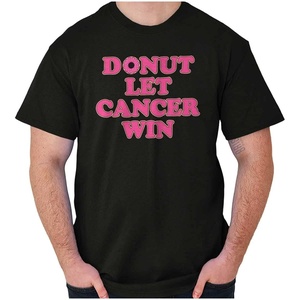 Donut Let Breast Cancer Win Womens Graphic T Shirt Tees(Black)