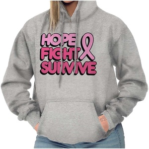 Hope Fight Survive Breast Cancer Hoodie Sweatshirt Women(Sport Grey)