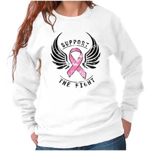 Support The Fight Breast Cancer Pink Women Crewneck Sweatshirt(White)