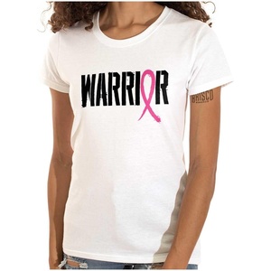 Warrior Breast Cancer Awareness BCA Womens Slim Fit Graphic Tee(White)