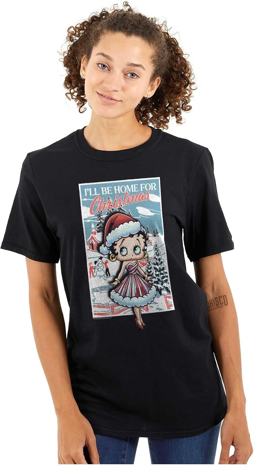 image:imageBetty Boop Be Home for Christmas Womens Graphic T Shirt TeesBlack