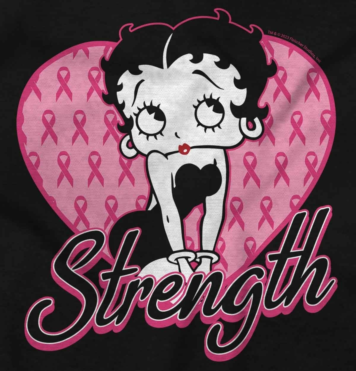 image:imageBetty Boop Breast Cancer Strength Hoodie Sweatshirt WomenBlack