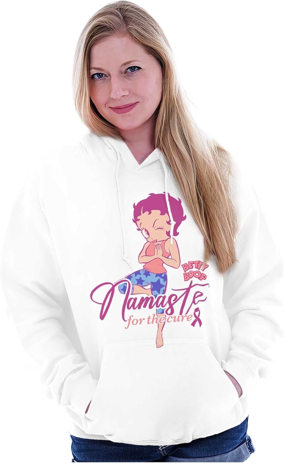 image:imageBetty Namaste For Breast Cancer Cure Hoodie Sweatshirt WomenWhite