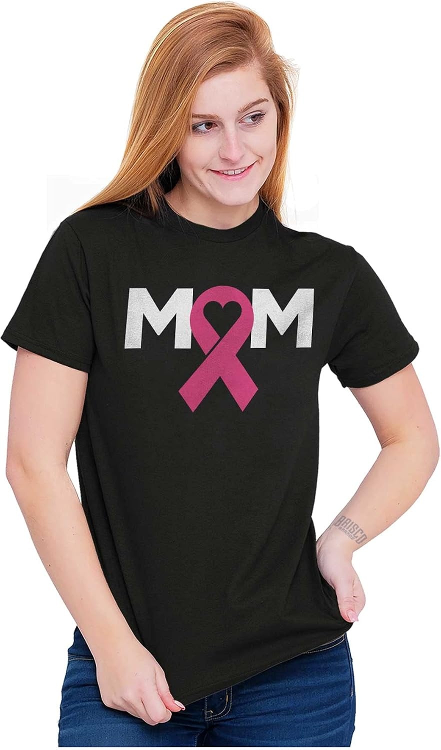 image:imageBreast Cancer Awareness Mom Fighter Womens Graphic T Shirt TeesBlack