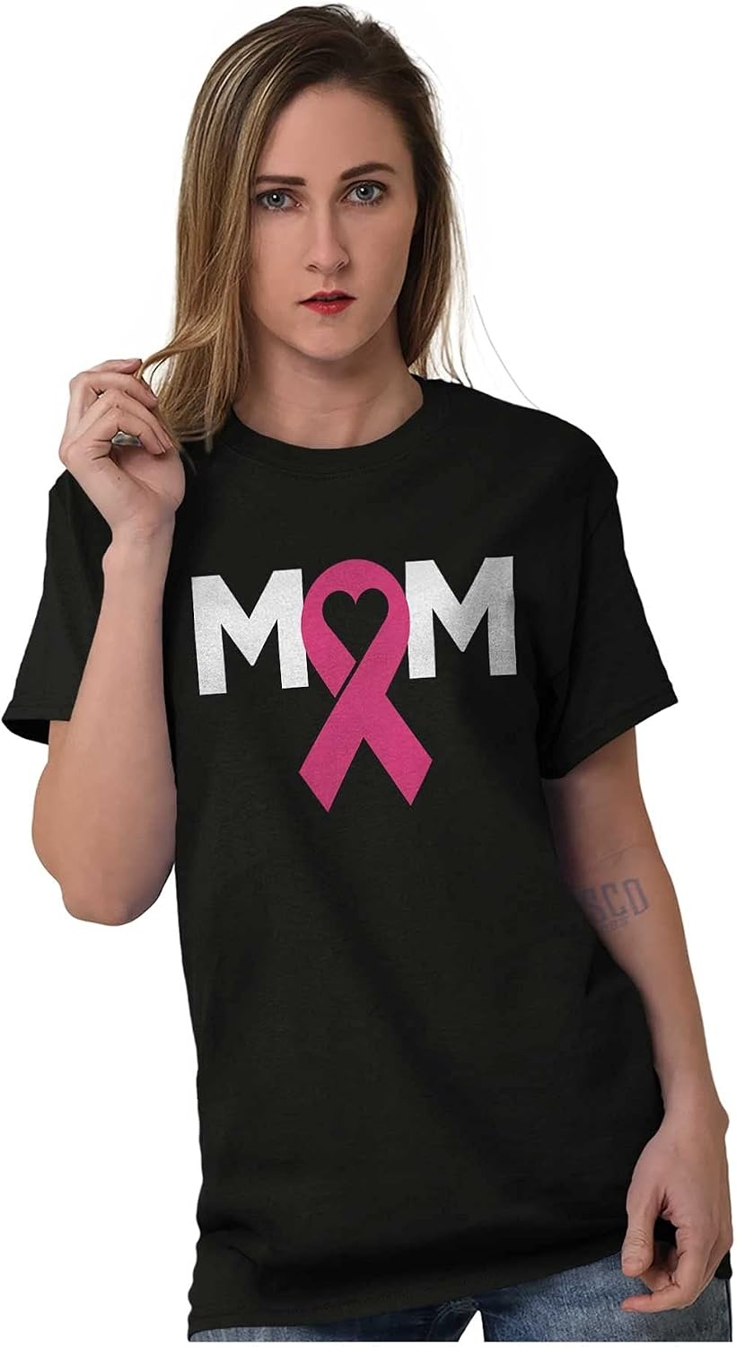 image:imageBreast Cancer Awareness Mom Fighter Womens Graphic T Shirt TeesBlack