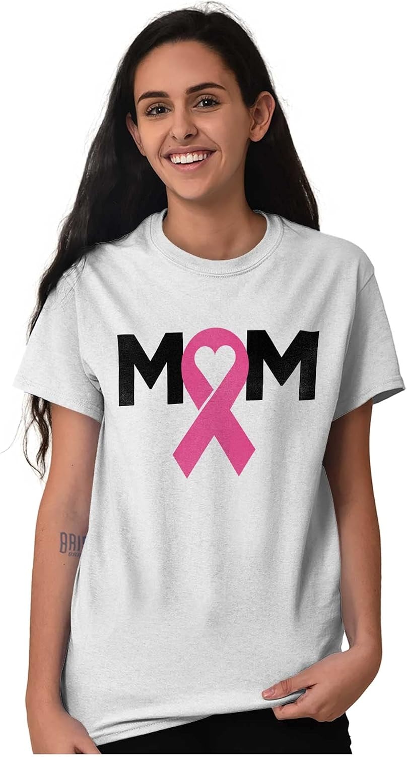 image:imageBreast Cancer Awareness Mom Fighter Womens Graphic T Shirt TeesWhite