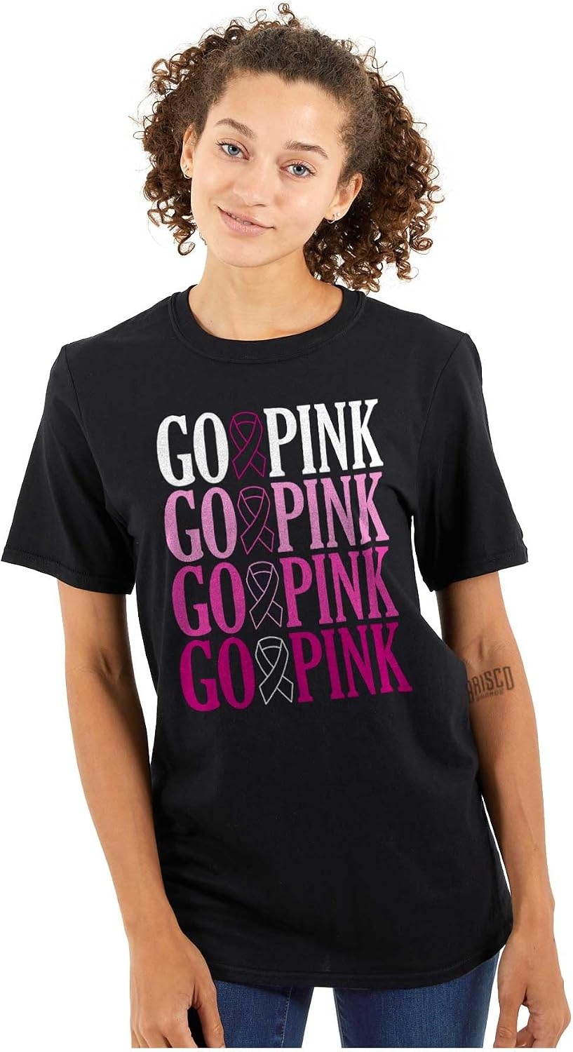 image:imageBreast Cancer Go Pink Ribbon Gradient Womens Graphic T Shirt TeesBlack