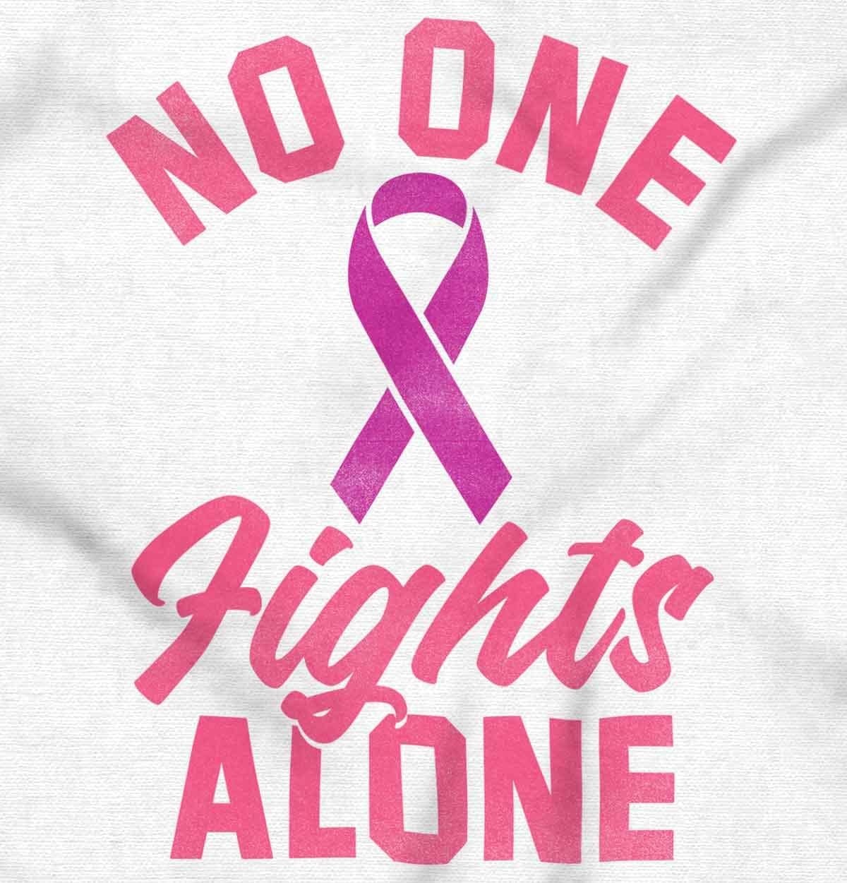 image:imageBreast Cancer No One Fights Alone Womens Slim Fit Graphic TeeWhite