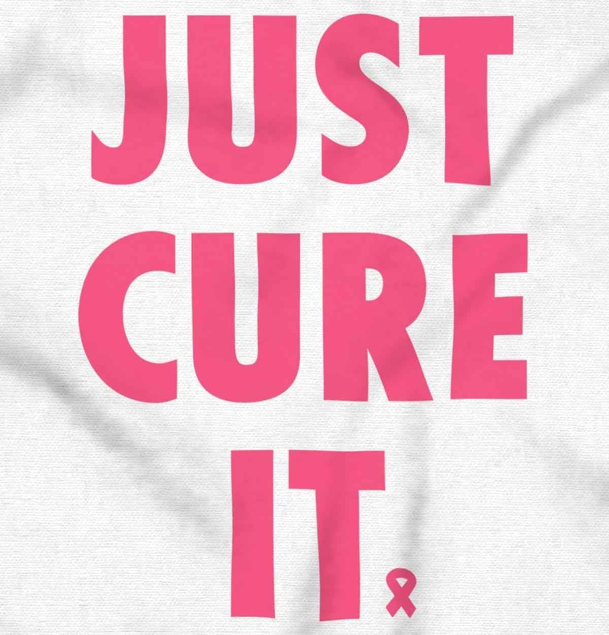 image:imageBrisco Brands Breast Cancer Awareness Just Cure It Womens Graphic T Shirt TeesWhite