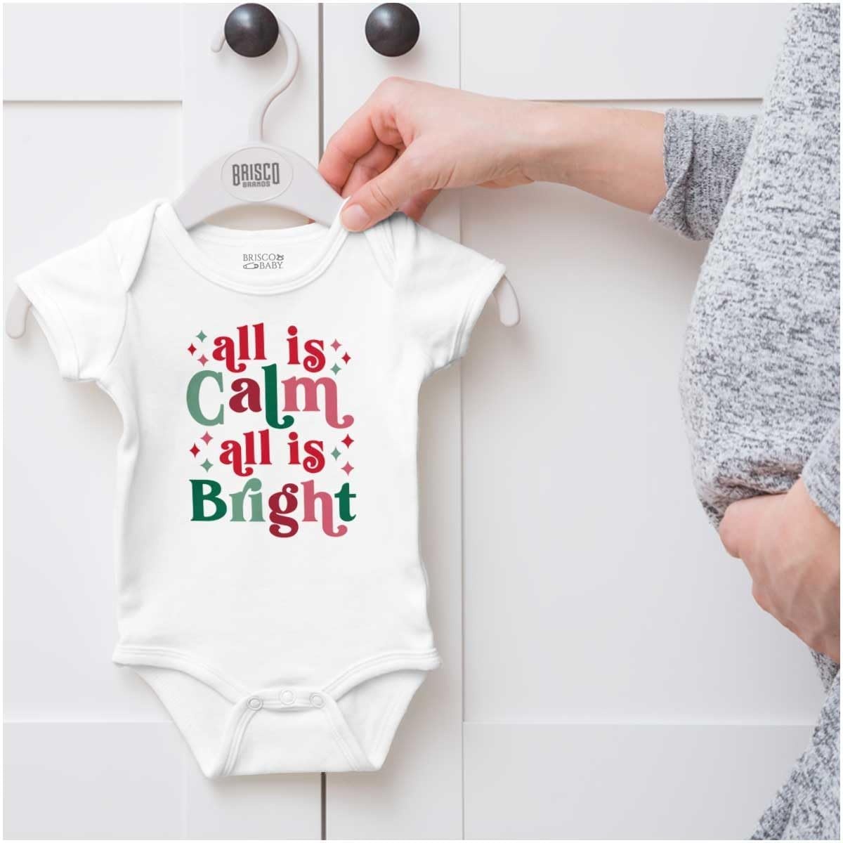 image:imageBrisco Brands Christmas All Is Calm Song Lyric Baby Bodysuit Jumper GirlsWhite