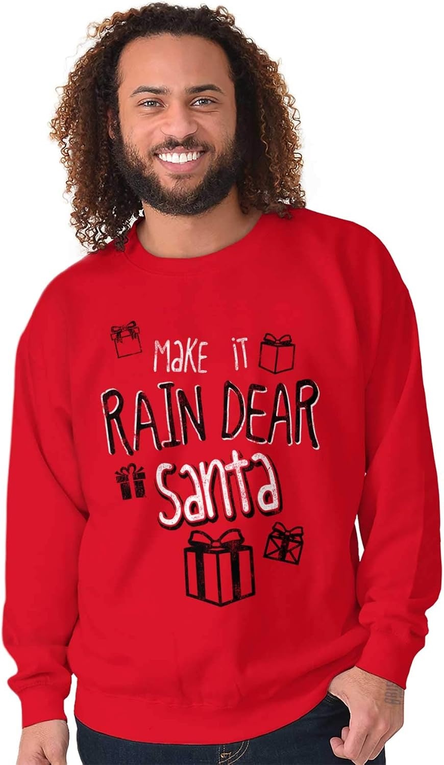 image:imageBrisco Brands Christmas Make It Rain Dear Santa Sweatshirt for Men or WomenRed
