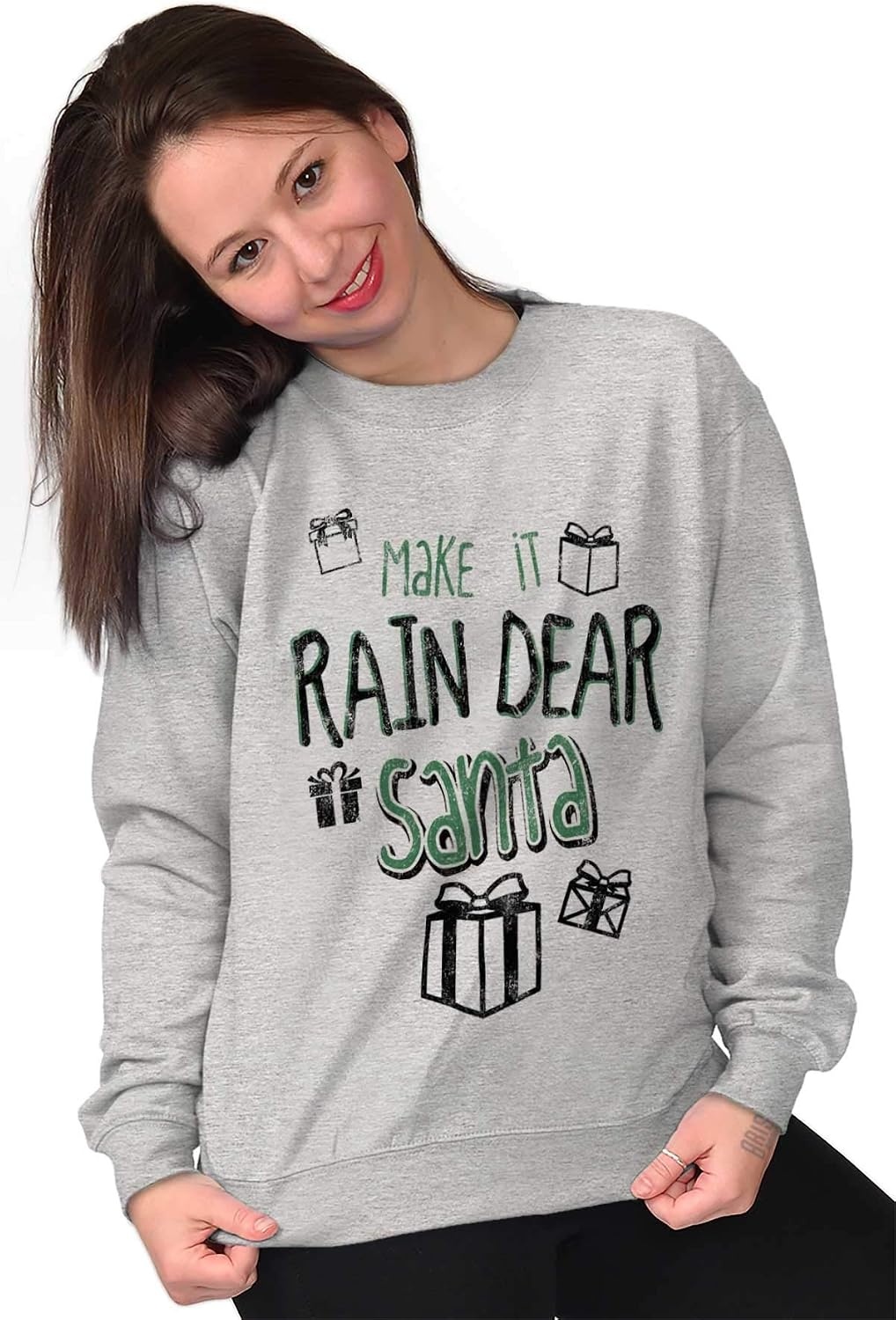 image:imageBrisco Brands Christmas Make It Rain Dear Santa Sweatshirt for Men or WomenSport Grey