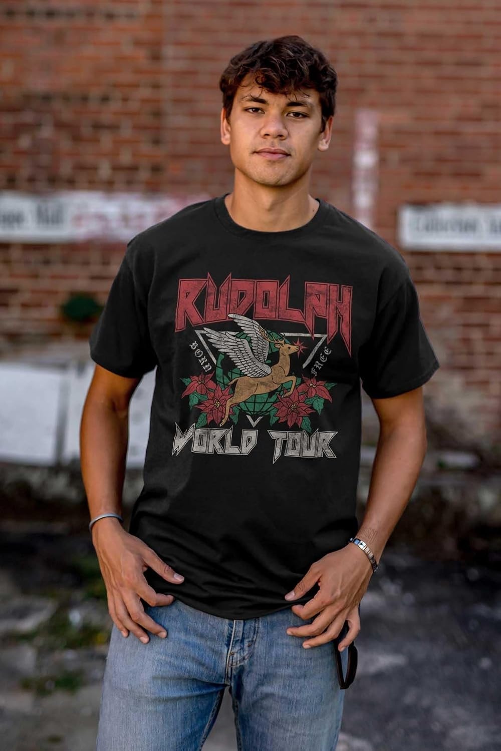 image:imageBrisco Brands Christmas Rudolph Xmas World Tour Graphic T Shirt Men or WomenBlack