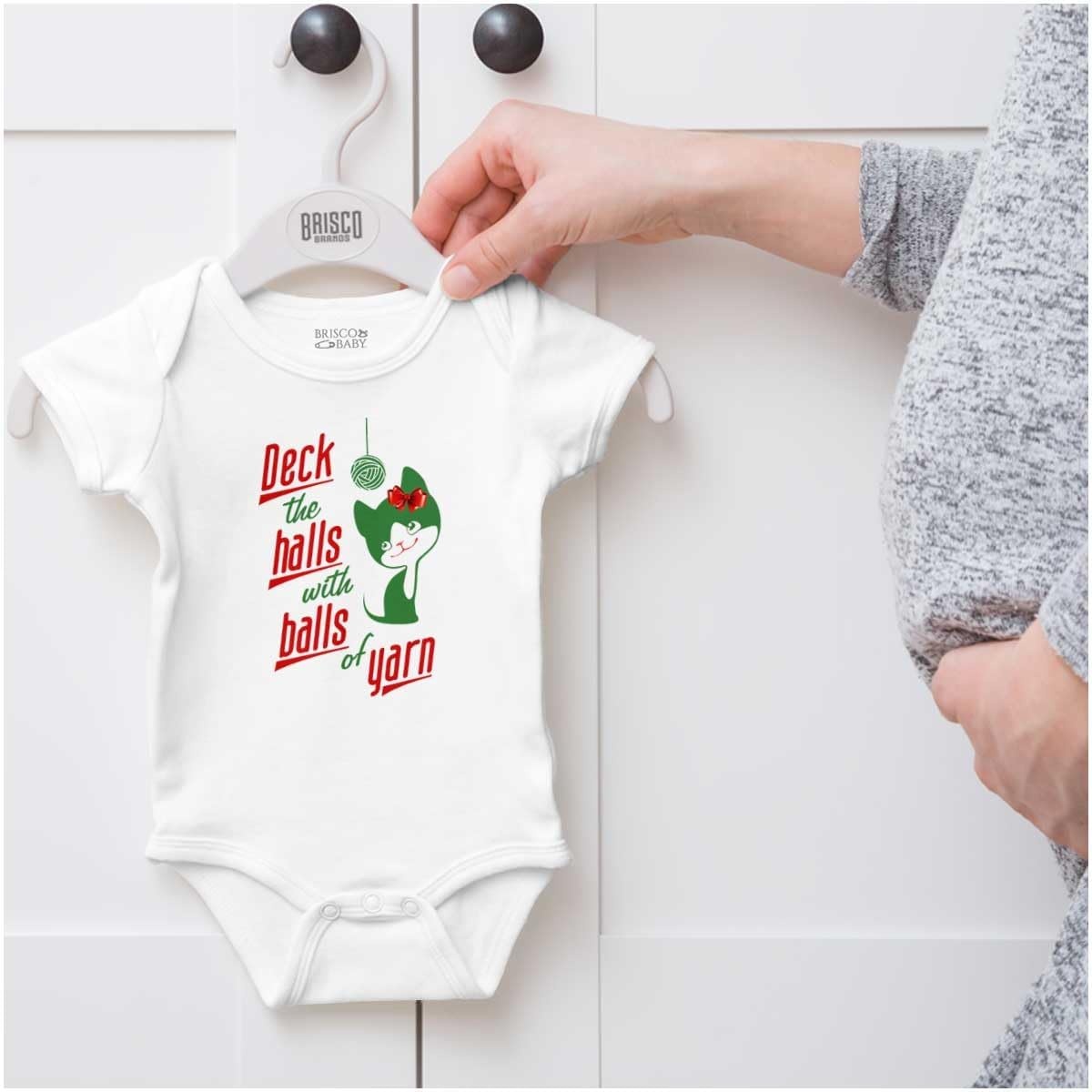 image:imageBrisco Brands Deck The Halls with Balls of Yarn Baby Bodysuit Jumper GirlsWhite