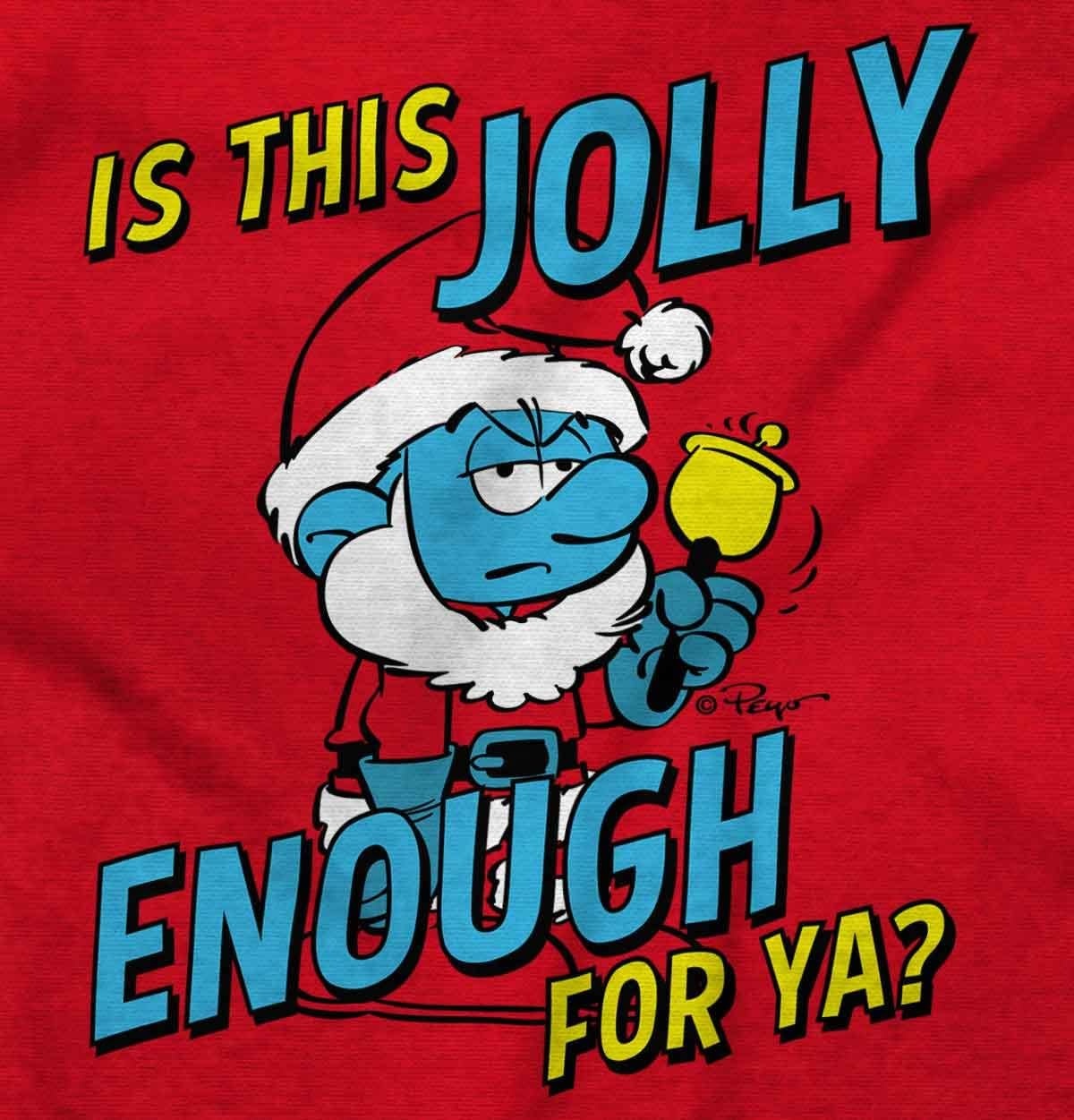 image:imageBrisco Brands Grumpy Smurf Jolly Enough Xmas Santa Graphic T Shirt Men or WomenRed