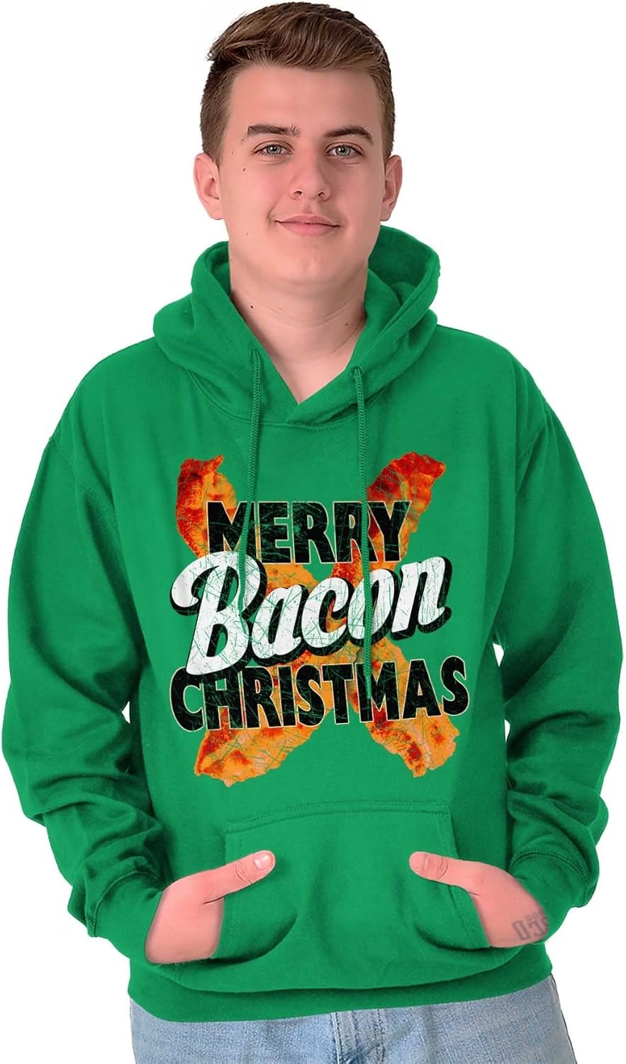 image:imageBrisco Brands Merry Christmas Bacon Meat Lover Hoodie Sweatshirt Women Men Irish Green