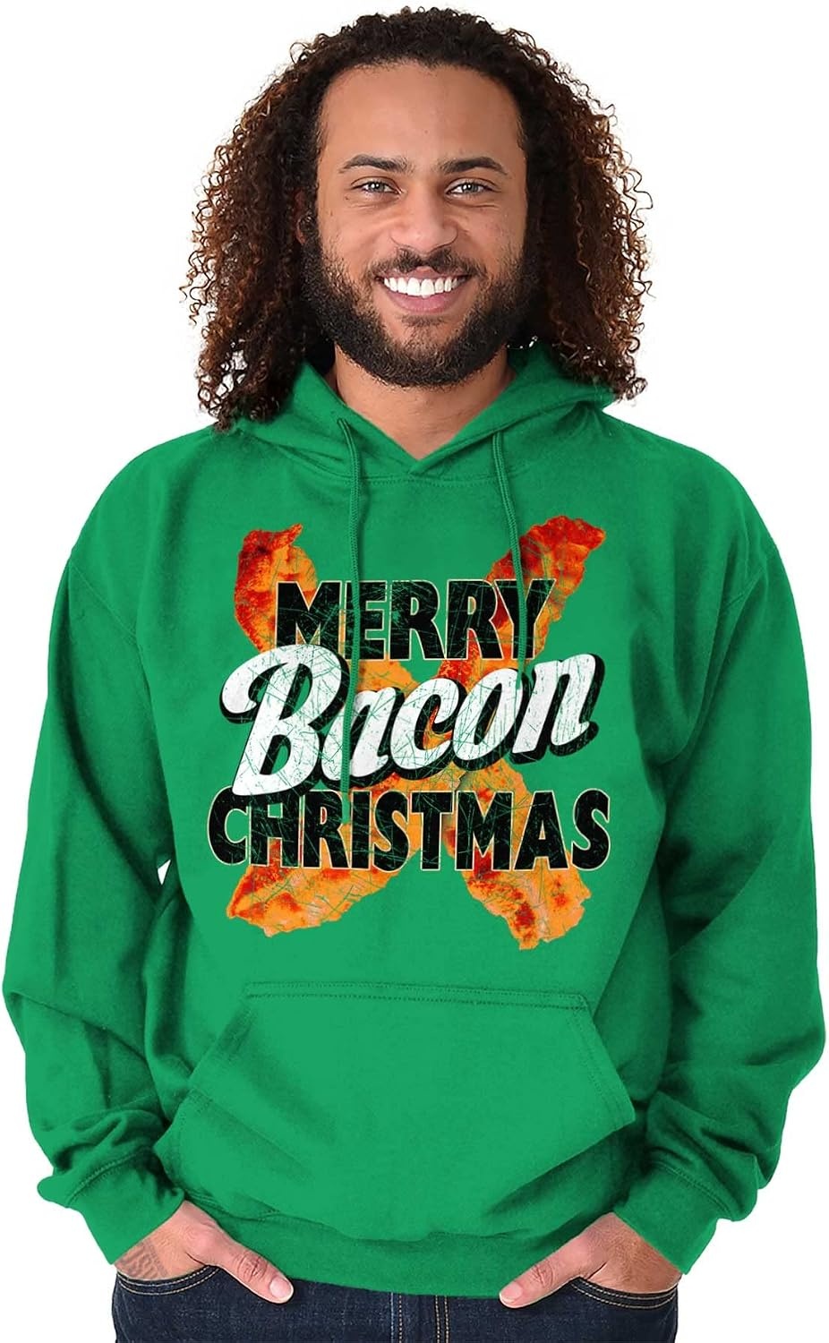 image:imageBrisco Brands Merry Christmas Bacon Meat Lover Hoodie Sweatshirt Women Men Irish Green