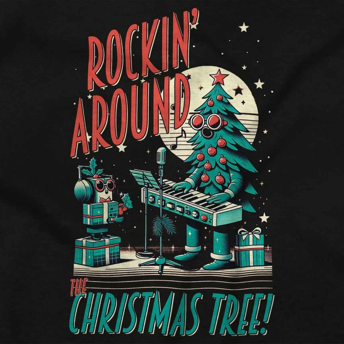 image:imageBrisco Brands Rocking Around The Christmas Tree Sweatshirt for Men or WomenBlack