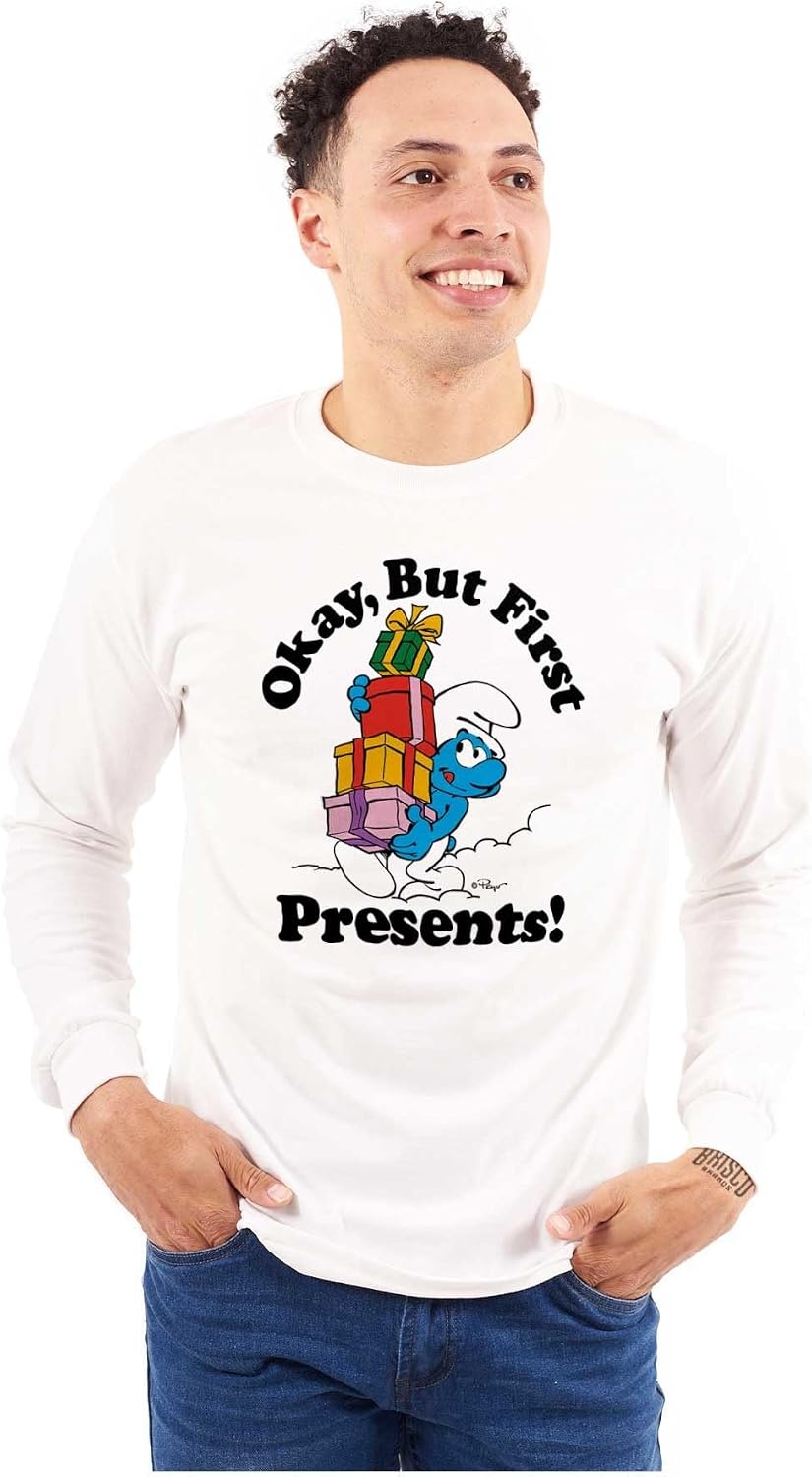 image:imageBrisco Brands Smurfs Cartoon Long Sleeve Tshirt Men WomenWhite